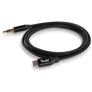 Teufel USB-C auf Jack 3,5 mm Klinke Kopfhöreranschlus Kabel auf USB-C | Anschluss von Kopfhörern (mit abnehmbarem Kabel) Länge 107 cm - Schwarz