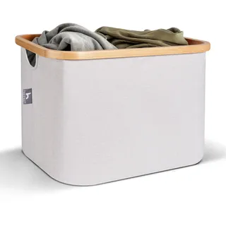 Wäschekorb aus Stoff ohne Deckel, 40 l, nützliches Regal Kallax – Wäschekorb für Kinder, Ankleidekorb, Bambusrahmen, Box, Aufbewahrungswürfel, Spielzeug faltbar
