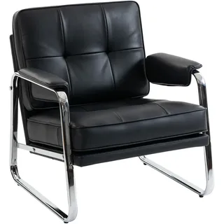 Homcom Sessel PU-Leder Schwarz , Metall , Füllung: Schaumstoff,Schaumstoff,Schaumstoff , eckig , 79x84x80 cm , Wohnzimmer, Sessel, Ohrensessel