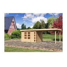 Karibu Holz-Gartenhaus Sölve Natur Flachdach Unbehandelt 298 cm x 213 cm