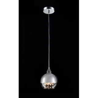 Casa Padrino Jugendstil Decken Hängelampe Nickel 15 x H 100 cm - Elegante Pendelleuchte im historischen Design - Silber