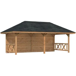 Palmako Holz-Pavillon Bianca 16,6 m2 Set 2 Braun Tauchgrundiert