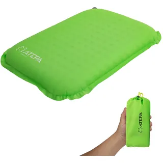 ATEPA Sitzkissen Outdoor, Faltbar Aufblasbar Stadion Flugzeug Unterwegs Camping Wander Bürostuhl Ultraleicht Memory Foam Selbstaufblasend Sitzkissen, Grün