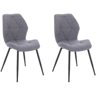 Svita Jamie 2er Set Esszimmerstuhl Polsterstuhl ohne Armlehnen Stoff Hellgrau
