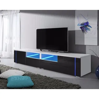 Selsey OXY DOUBLE – TV-Lowboard 2er-Set mit LED 200 cm (weiß/schwarz)