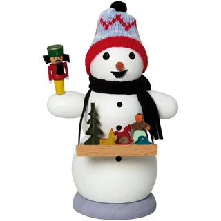 Kuhnert Rauchmann/Räucherfigur aus Holz - Schneemann als Weihnachtsmarkthändler - ca. 13 cm - Made in Germany