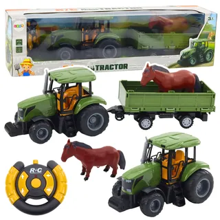 RC-ferngesteuerter Traktor mit Anhänger und Pferde-Set