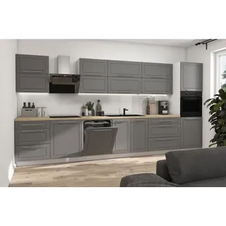 Feldmann-Wohnen Küchenzeile 400 cm Weiß/Dust Grey