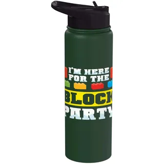 Here For The Block Party Building Brick Builder Lustige Kinder Stainless Steel Insulated Water Bottle