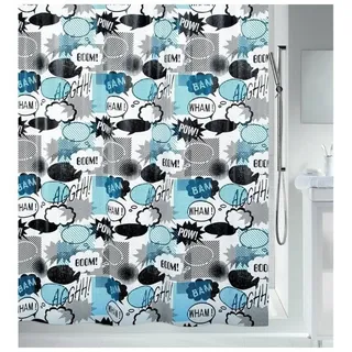 Spirella 10.18688 DV-PEVA Wow Black/Blue, 180X200 cm Duschvorhang, 180 x 200 cm