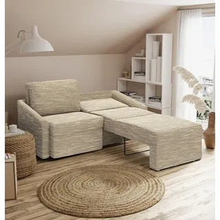 DOMO. collection Sofa Relax, 2-Sitzer Dauerschläfer, Boxspring Couch mit Schlaffunktion, Schlafsessel, Gästebett, Schlafsofa 168 x 96 x 86 cm (BxTxH), beige-braun