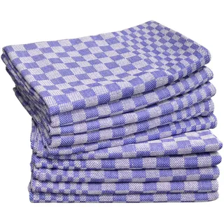 Dyckhoff Geschirrtuch »Halbleinen Grubentuch, kariert, 55% Baumwolle, 45% Leinen, 10 Stück« Geschirrtücher, extra groß, je 50 x 100 cm, blau