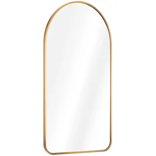 Navaris Wandspiegel gewölbt mit Rahmen - Deko Spiegel 110 x 50 cm - Ganzkörper Spiegel zum Aufhängen - Abgerundeter Badezimmerspiegel Flur WC - Bronze