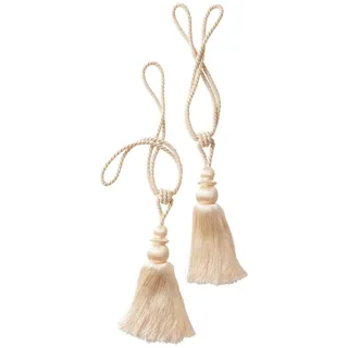 JOTEX SOLI Raffhalter mit Quasten, 2 St. Beige