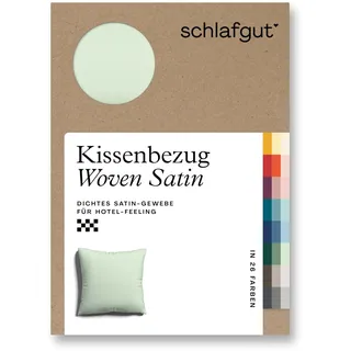 schlafgut Woven Satin Uni Grün 40 x 40 cm