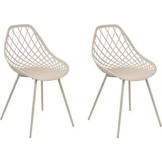 Beliani Esszimmerstuhl Kunststoff beige 2er Set