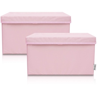 Lifeney 2-Set Aufbewahrungsbox Kinder (37x25x21cm) I Aufbewahrungskorb für Kinderzimmer und Wohnbereich I Kinder Aufbewahrungskiste (Rosa)