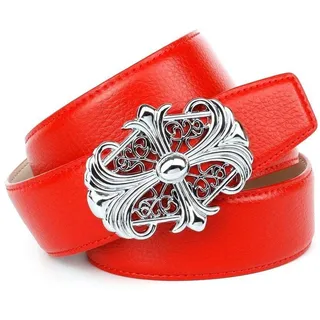 Anthoni Crown Ledergürtel, in rot mit Unterführung, rot