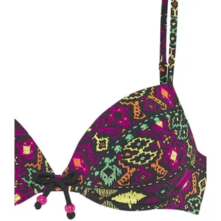 Buffalo Push-Up-Bikini farbenfroher Ethnodruck, schwarz