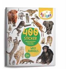 Artista 9315125 Stickerbuch Wildtiere, 400 naturgetreue Sticker, wiederverwendbar, für Erwachsene und Kinder ab 3 Jahren