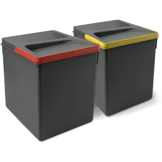 Emuca - Küchenschubladenbehälter mit geruchsdichtem Deckel, H 266 mm (2 x 15 L), Kunststoff anthrazitgrau