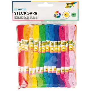 Folia 23991 - 8 m in 26 Farben sortiert, zum Sticken, Knüpfen und Basteln