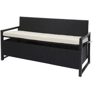 MCW Poly-Rattan 3ER Sitzbank Anthrazit, Cremeweiß , Anthrazit, Weiß , Kunststoff , 164x87x57 cm , Gartenmöbel, Gartenbänke