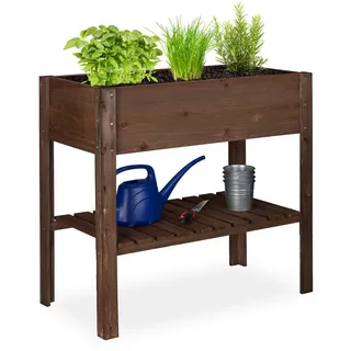 Relaxdays Hochbeet 88 x 80 x 43,5 cm Dunkelbraun