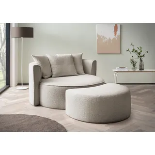 LeGer Home by Lena Gercke Rundsessel ISALIE Samt 153 x 98 x 208 cm Grau mit Hocker