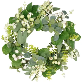 COLORSPEC Eukalyptus-Kranz für die Haustür, 33 cm/13 Zoll grüner Frühlings-Sommer-Kranz, lebensechte künstliche kleine Türkranz-Dekoration für Bauernhaus