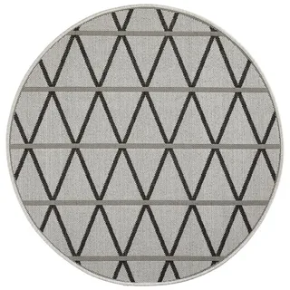 Novel Outdoorteppich , Grau, Schwarz , Textil , Raute , rund , Teppiche und Böden, Teppiche, Outdoorteppiche