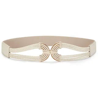 Taillengürtel LASCANA "Stretchgürtel", Damen, Gr. 95, beige (creme), Lederimitat, Gürtel Taillengürtel, Bauchgürtel, Schmuckgürtel, Shaping-Effekt, für Kleid & Overall, Topseller