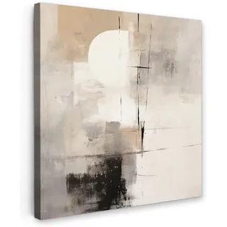 MuchoWow Leinwandbild Abstrakt - Kunst - Grau Deko Groß 90x90 cm , Hellgrau , Textil , Kiefer , Quadratisch , 90x90 cm , FSC 100% , gerahmt , Bilder & Rahmen, Bilder, Leinwandbilder