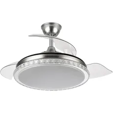 Eden pulse Deckenventilator Nickel mit 3 Lichttemperaturen, 32/47x50/108 cm, Speicher Fernbedienung und Timer