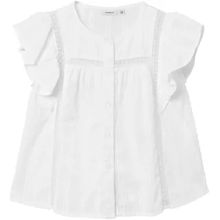 NAME IT Mädchen Nkffatidia Ss Top Kurzarmbluse, Bright White, 146/152 cm