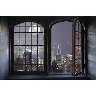 queence Wandsticker »Vollmond« Wandsticker, Wandbild, selbstklebend, 3D, Fenster, schwarz