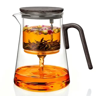 ZENS Magic Teekanne Glas mit Sieb, 1000ml Magnet Losen Tea Maker, Schwarz | Teezubereiter fürTee Zubereitung mit Magnet Steuerung Deckel, Losen Teeliebhaber Geschenke