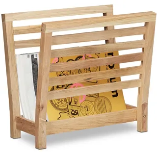 Relaxdays Zeitungsständer 10020656_0 braun Holz, DIN A4