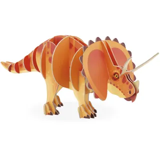 Janod Dinosaurier Janod-3D-Kinderpuzzle Triceratops Dinosaurier-32-teiliges 3D-Puzzle-Bauspiel-FSC-Pappe Ab 5 Jahre J05838, Orange