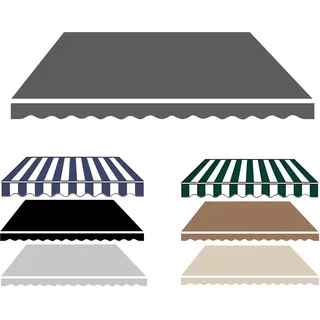 Einziehbar Markisenbespannung Markisenstoff Mit Volant 2.0m 2.5m 3.0m 3.6m 4m 5m, Ersatzstoff für Terrassenmarkise für Balkon, Markisenstoff Wasserdichtes(Grau,400x200cm)
