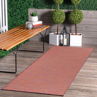 Jimri In- & Outdoor Teppich - Wetterfester Teppich für Balkon, Terrasse, Garten, Wohnzimmer, Küche - Strapazierfähiger Bodenteppich, Widersteht UV-Strahlen & Wasser - Größe 80 x 250 cm, Regenbogen