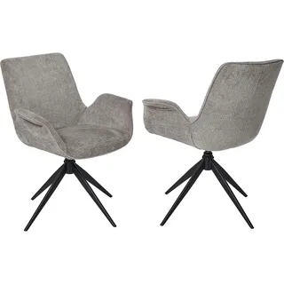 Schalenstuhl JAHNKE "BAT TWIST DUO", palladiumgrau, schwarz, schwarz, B:66cm H:85cm T:60,5cm, Polyester, Stühle, Schalenstuhl, 2er Set, drehbar, gepolstert, mit Armlehnen, B:66xT:60,5xH:85 cm