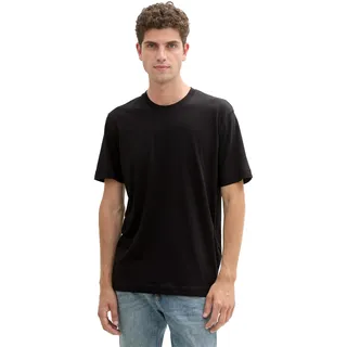 Tom Tailor Basic T-Shirt im unifarbenen Design im 2er-Pack, Black,