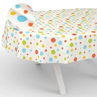 ANRO Wachstuch-Tischdecke abwaschbar Oval 180 x 140 cm Bunt