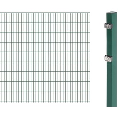 Alberts 641443 Doppelstabmattenzaun als Zaun-Komplettset | verschiedene Längen und Höhen | kunststoffbeschichtet, grün | Höhe 183 cm | Länge 2,5 m
