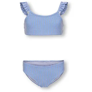 KIDS ONLY Bandeau-Bikini "KOGSUNNY STRUCTURE BIKINI SET ACC" Set, 2 Stk. mit kleiner Rüsche an der Schulter, ultramarine stripes:cloud dancer