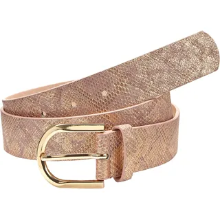 Hüftgürtel LASCANA "Hosengürtel, Gürtel, Jeansgürtel, Anzuggürtel", Damen, Gr. 105, rosa (roségoldfarben), Lederimitat, Reptilienprägung, Schlangenoptik, Snakeprint, bedruckt, beschichtet, gemustert, geprägt, geprägtes Muster, glänzend, metallic, Gürtel Hüftgürtel, im Metallic-Look, Topseller