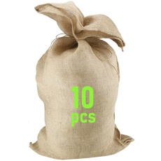 D.RECT Jutesack - 10 Stück | 10xMultifunktionaler Jutesack 85x50cm | Winterschutz für Topf- & Kübelpflanzen | Gartensack I Kartoffelsack I 100% Jute - Strapazierfähig I Natur