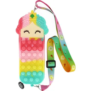 Grafoplas Pop It Silikon-Etui, Einhorn-Bubbles, Fuchsia, Rosa, Gelb und Minzgrün, 20x6,5x4cm, Bubbles Prinzessin