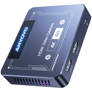 Capture Card, ANYOYO 4K60 Video Grabber, HDR & VRR Capture and Passthrough, Nahezu Null Latenz HDMI Video Capture Card für Streaming & Gaming, Switch, PS5/4, Kamera, Windows/Mac